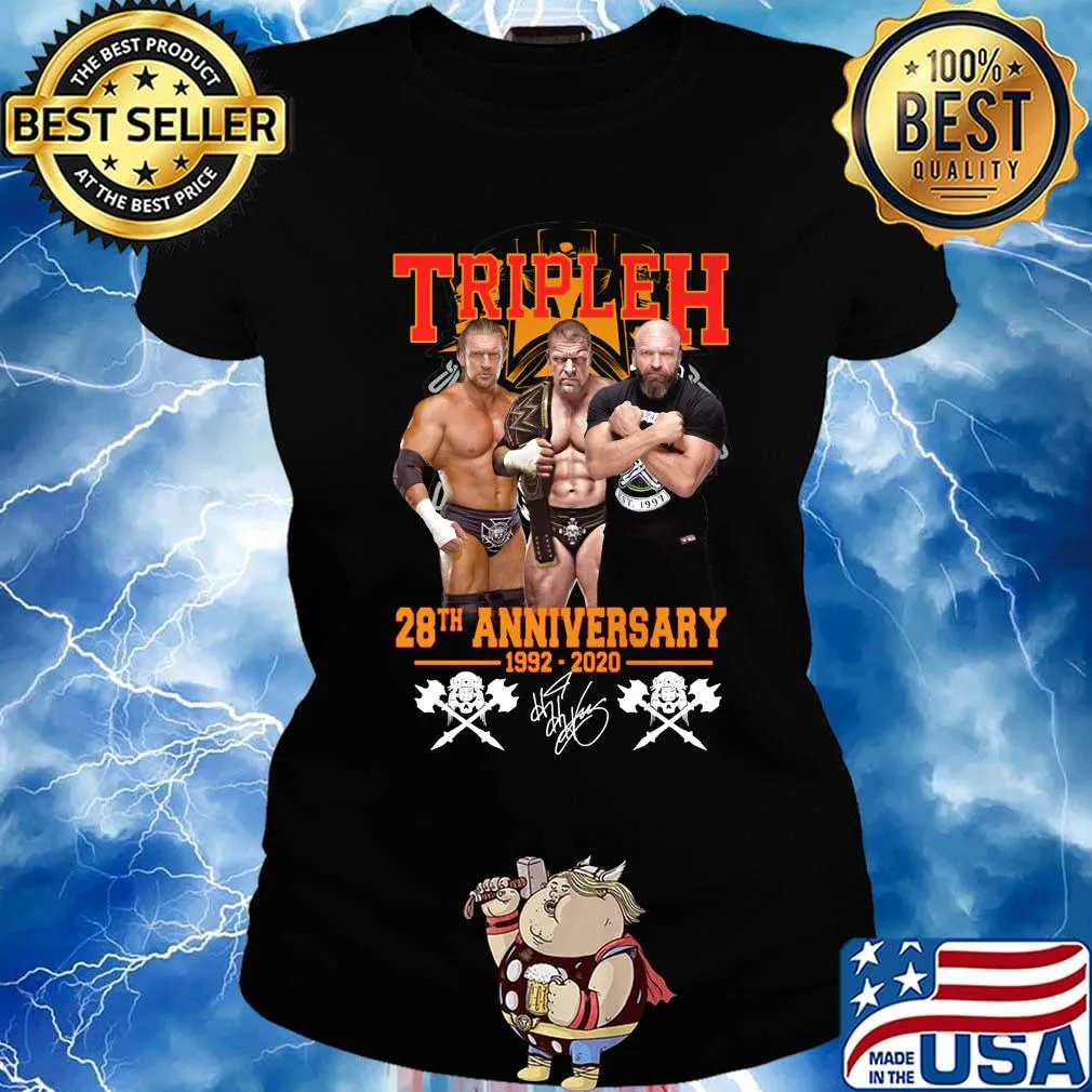 Triple h 28th anniversary 1992 2002 signature s Ladies tee