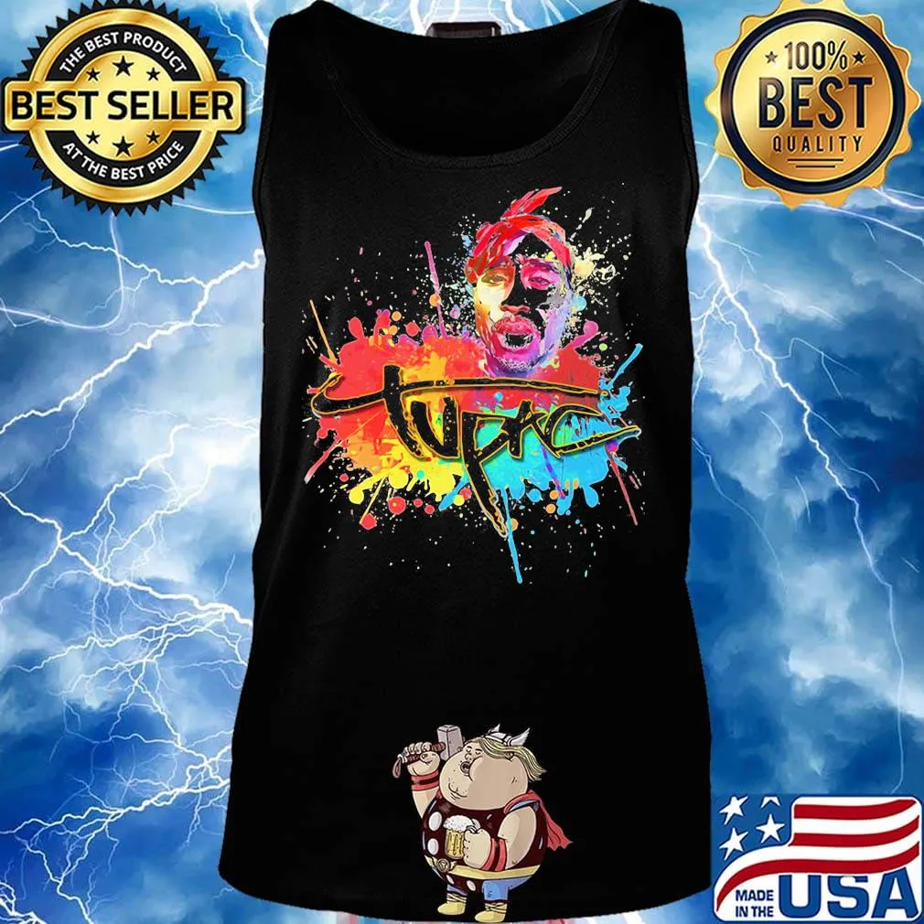 Tupac shakur rapper art color water s Tank top