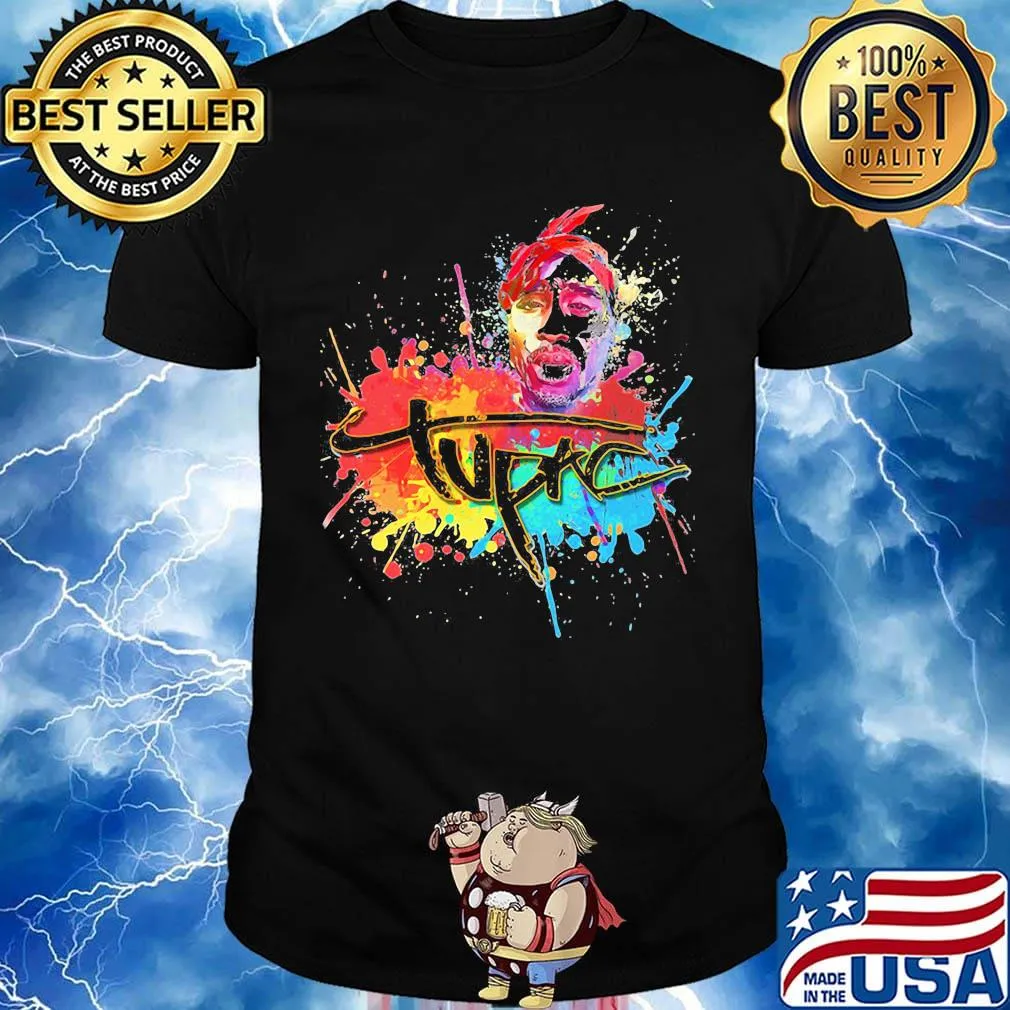 Tupac shakur rapper art color water shirt
