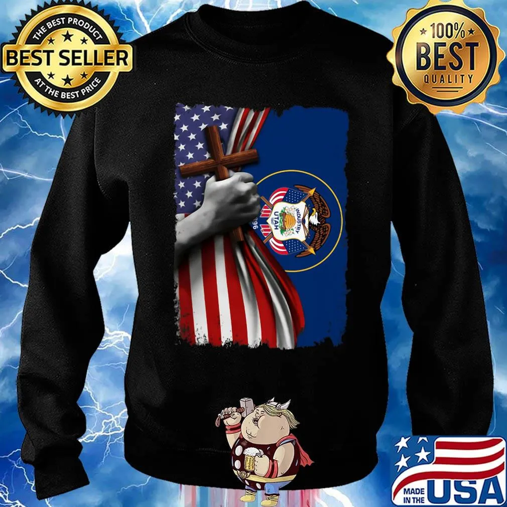 Utah american flag cross happy independence day s Sweater