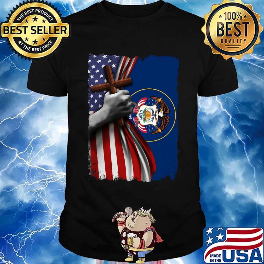 Utah american flag cross happy independence day shirt