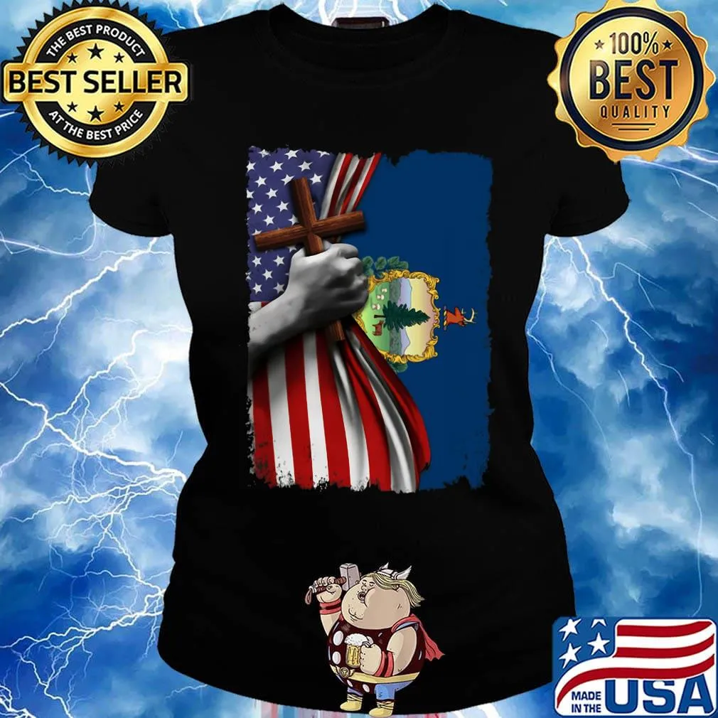 Vermont american flag cross happy independence day s Ladies tee