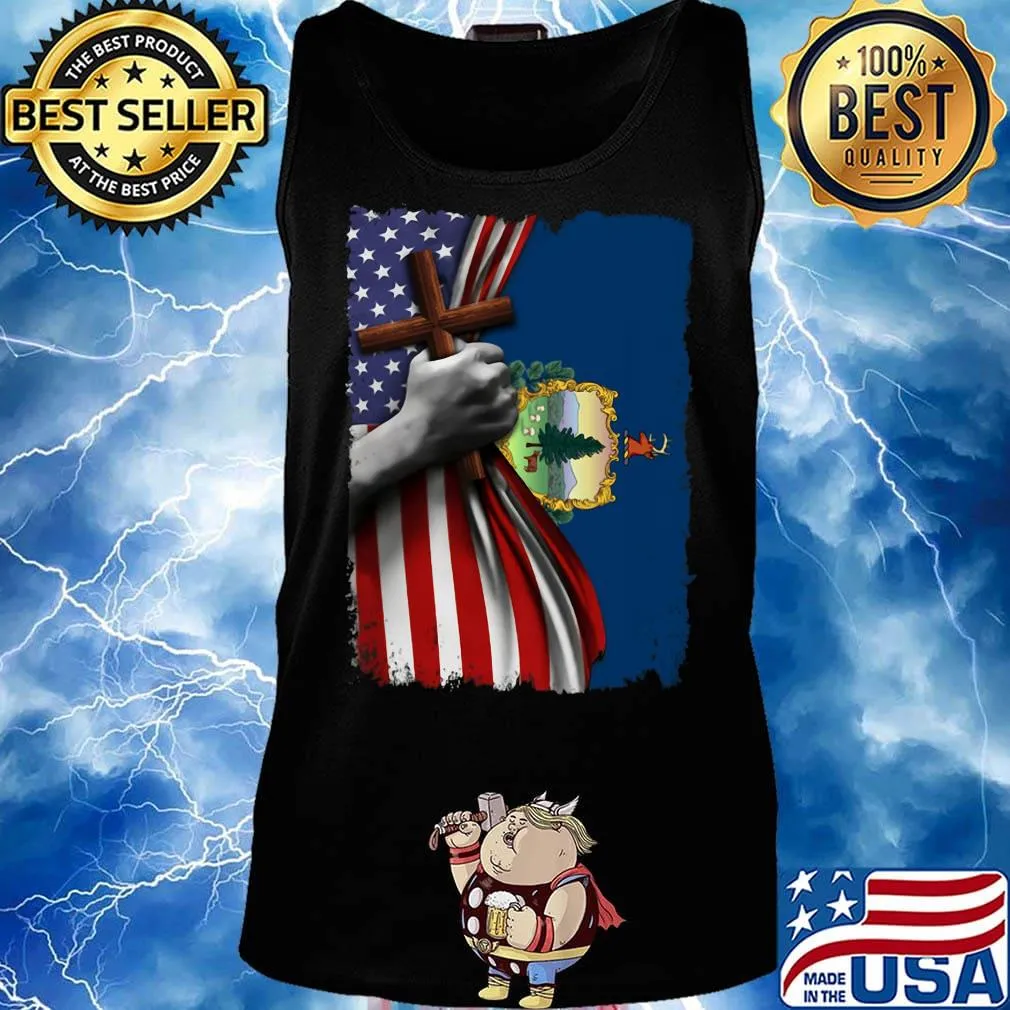 Vermont american flag cross happy independence day s Tank top