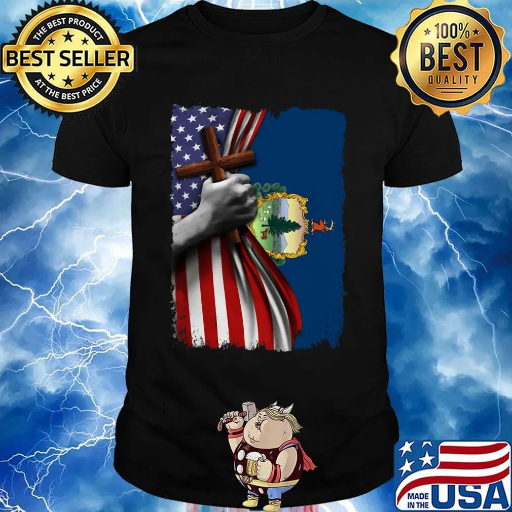Vermont american flag cross happy independence day shirt