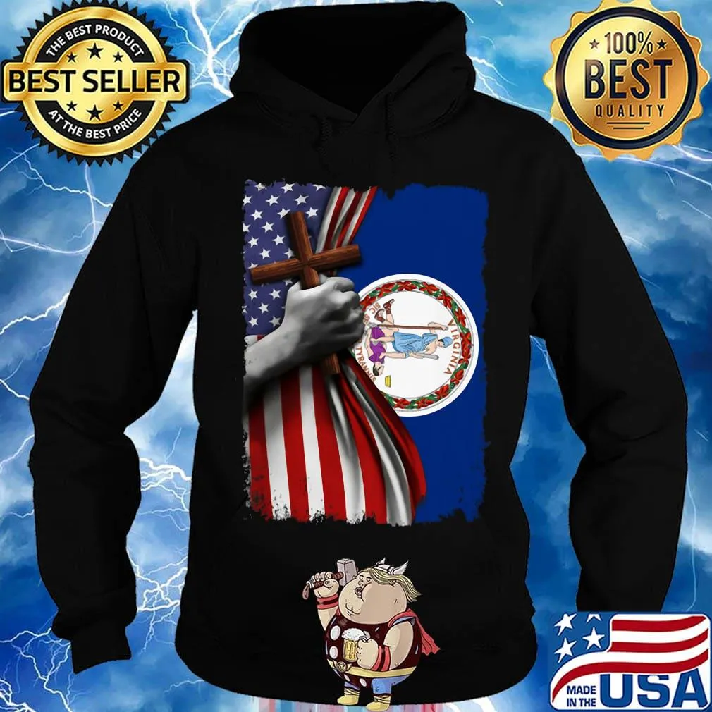 Virginia american flag cross happy independence day s Hoodie