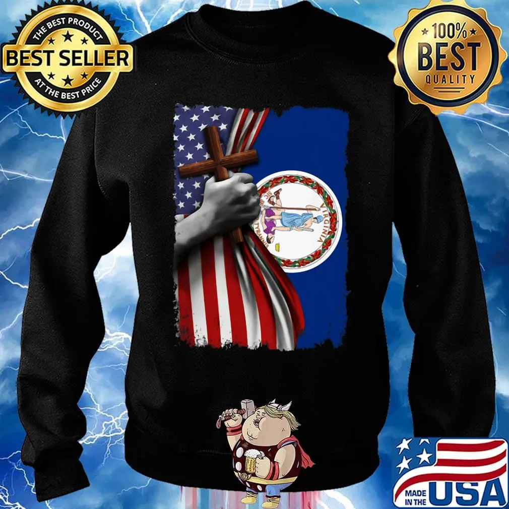 Virginia american flag cross happy independence day s Sweater