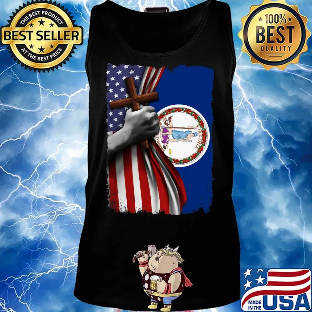 Virginia american flag cross happy independence day s Tank top