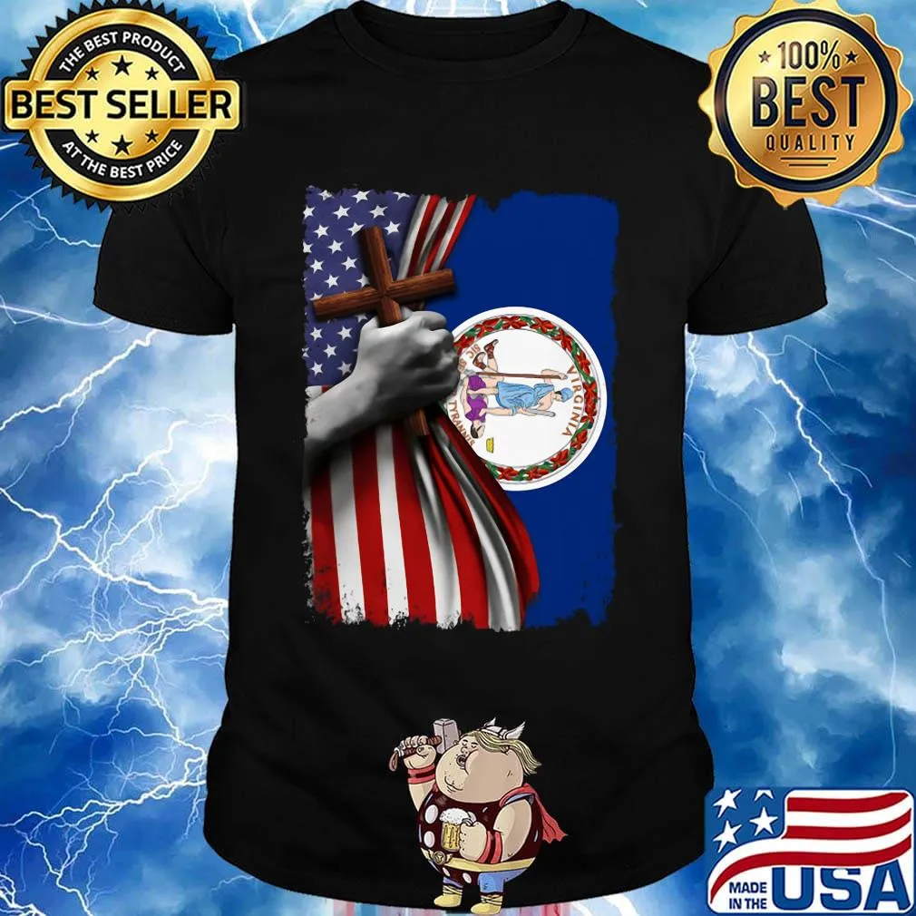 Virginia american flag cross happy independence day shirt