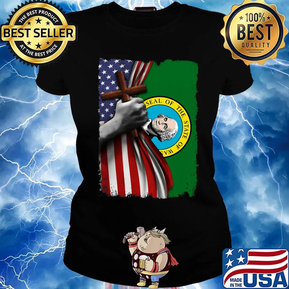 Washington american flag cross happy independence day s Ladies tee