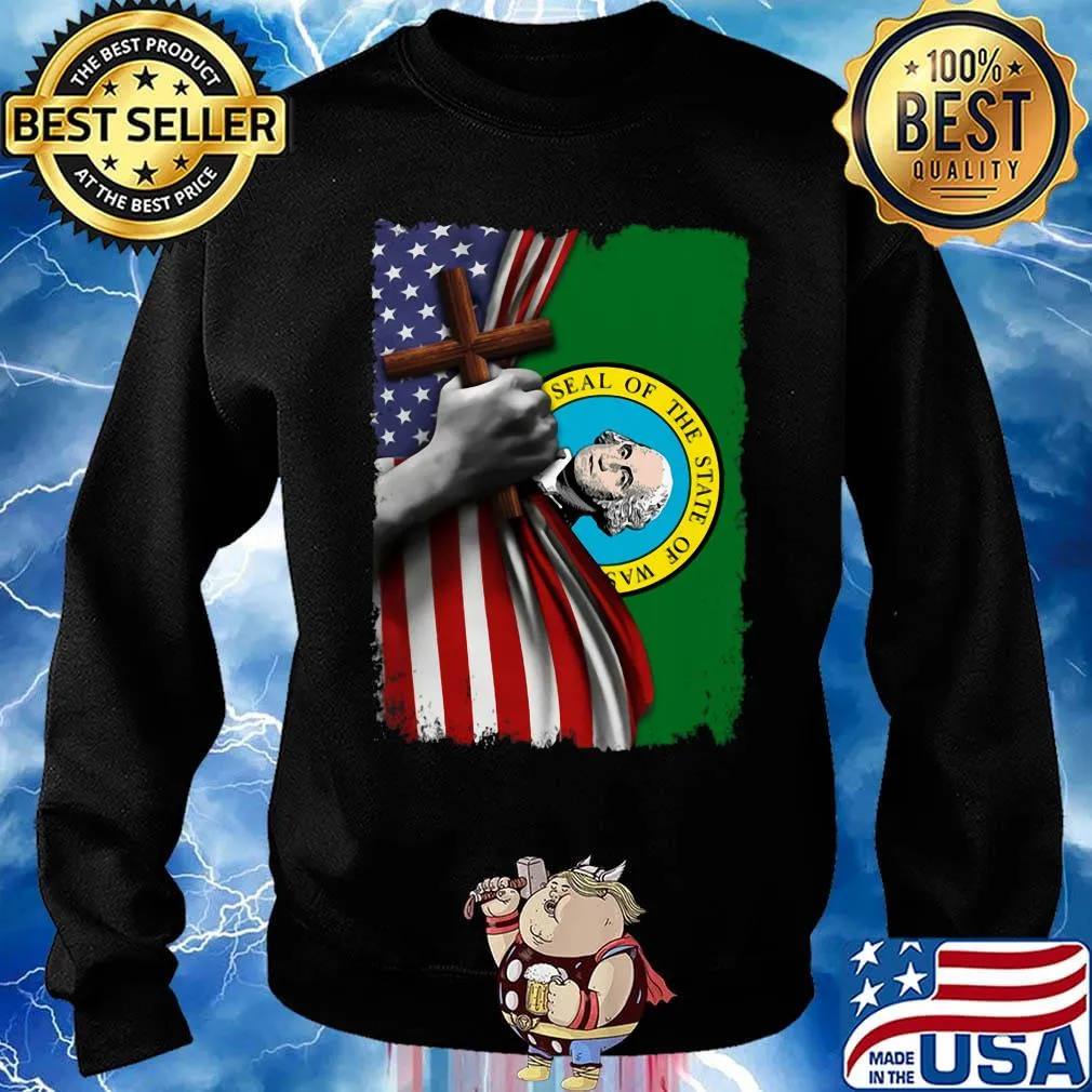 Washington american flag cross happy independence day s Sweater