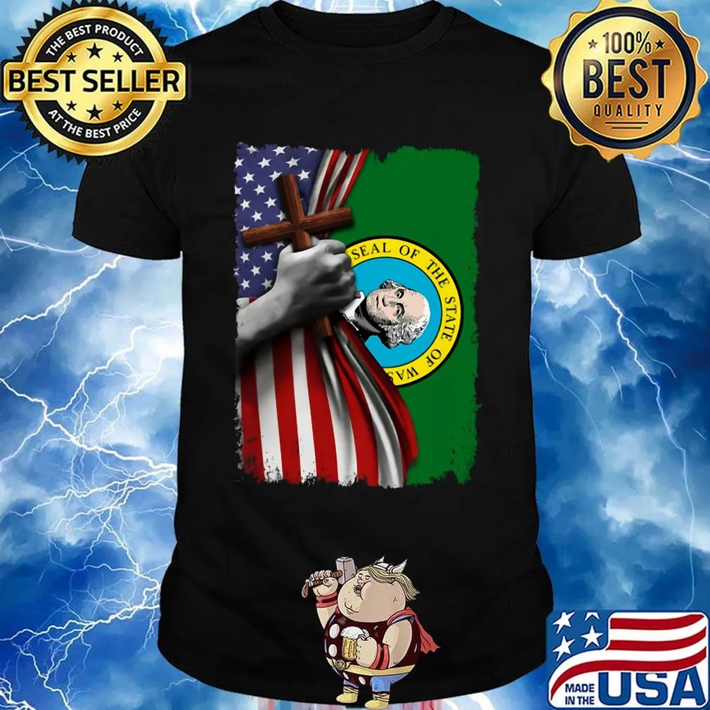 Washington american flag cross happy independence day shirt