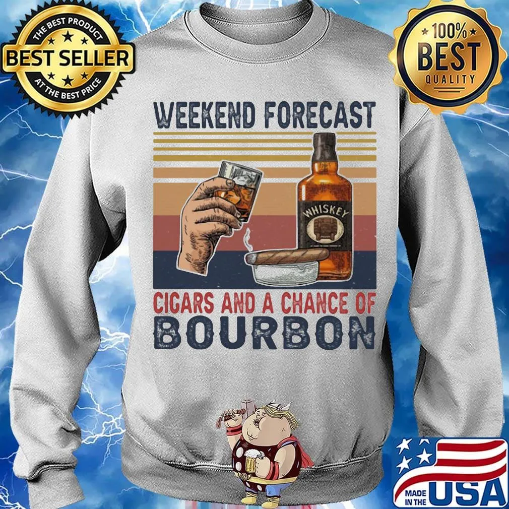 Weekend forecast cigars and a chance of bourbon vintage retro s Sweater