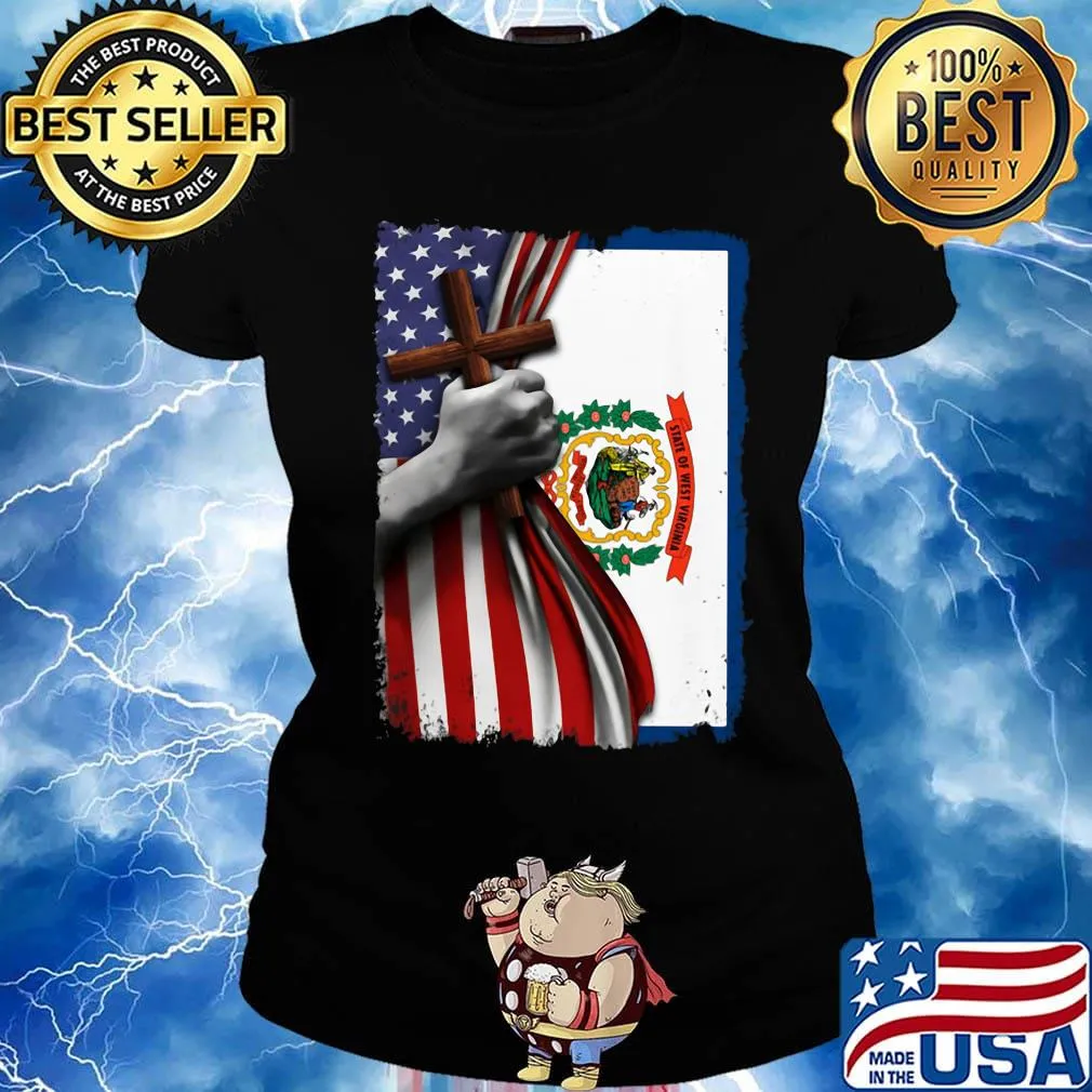 West virginia american flag cross happy independence day s Ladies tee