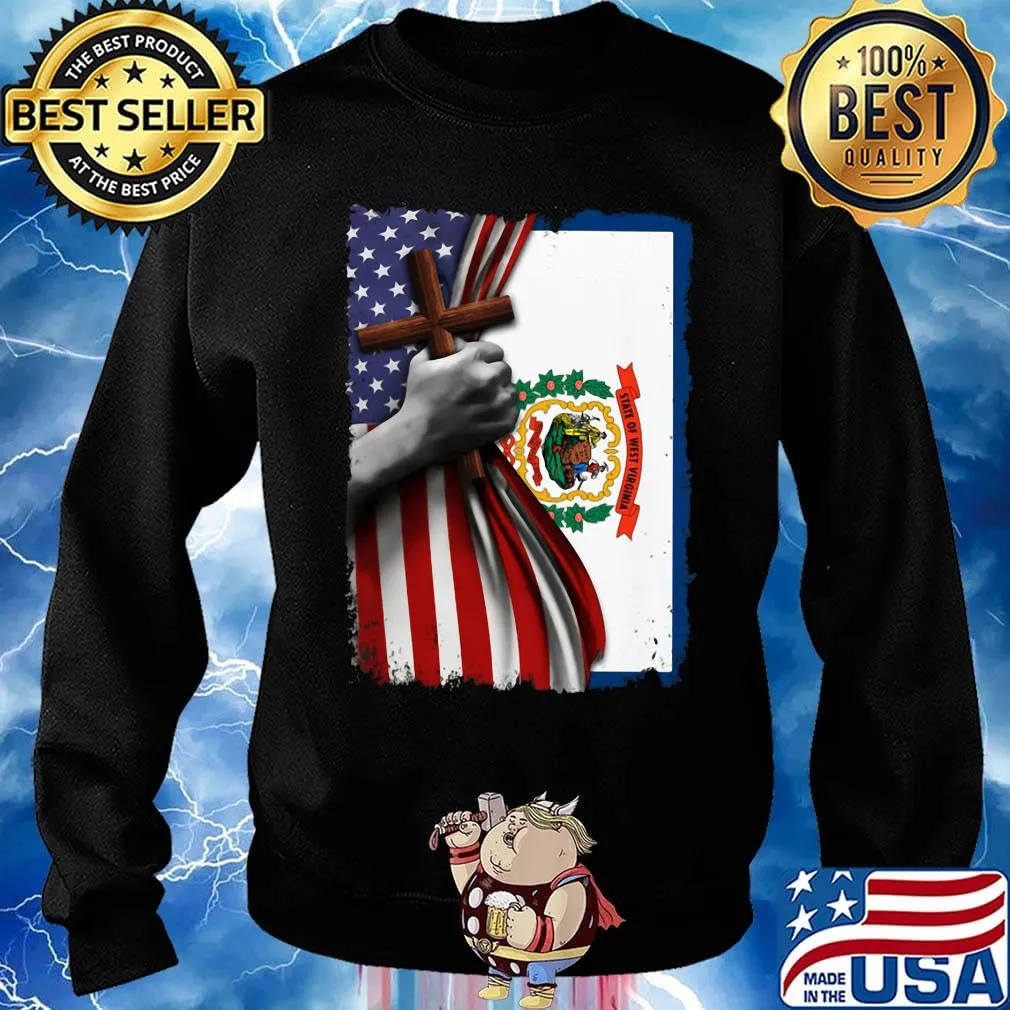 West virginia american flag cross happy independence day s Sweater