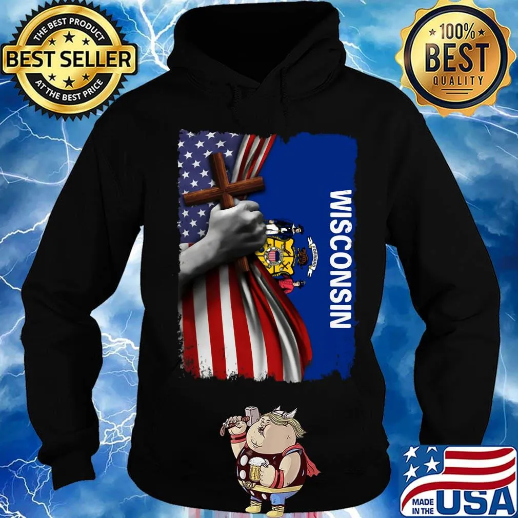 Wisconsin american flag cross happy independence day s Hoodie