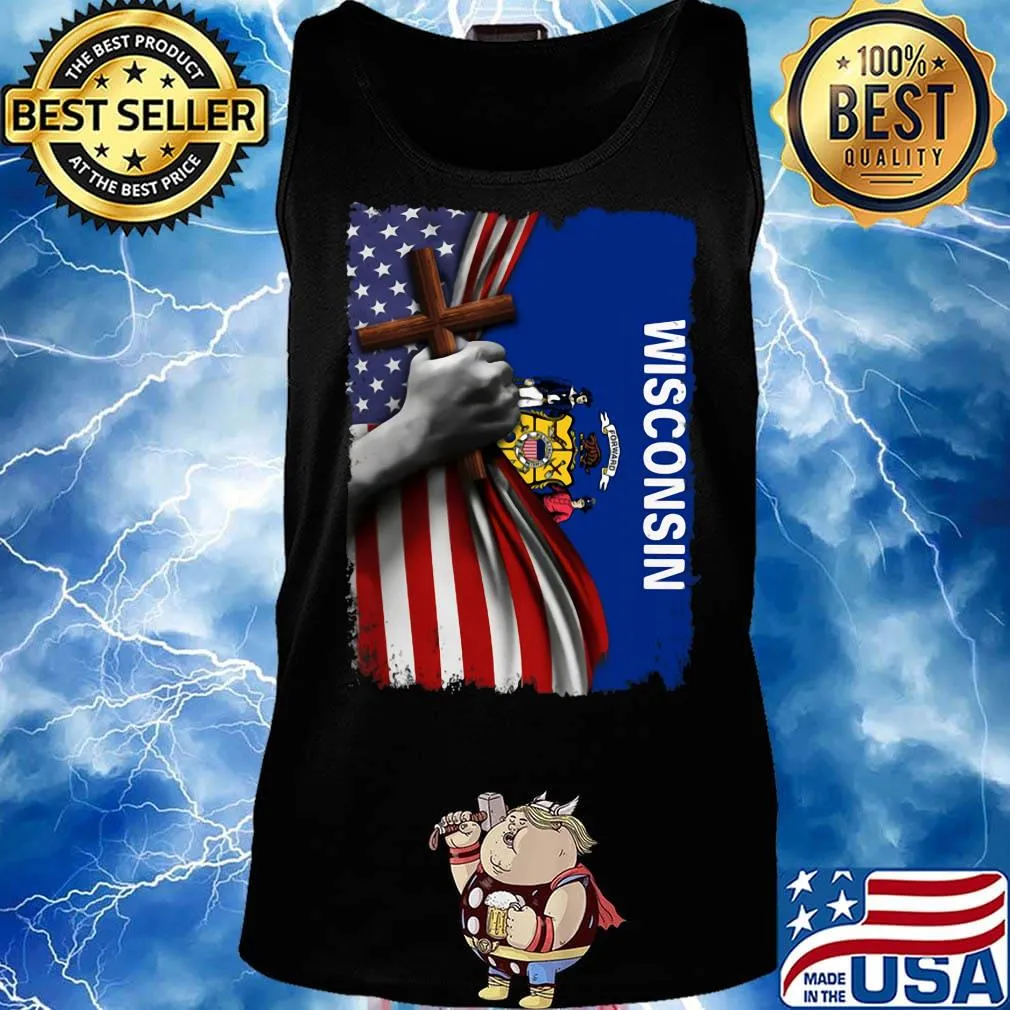 Wisconsin american flag cross happy independence day s Tank top