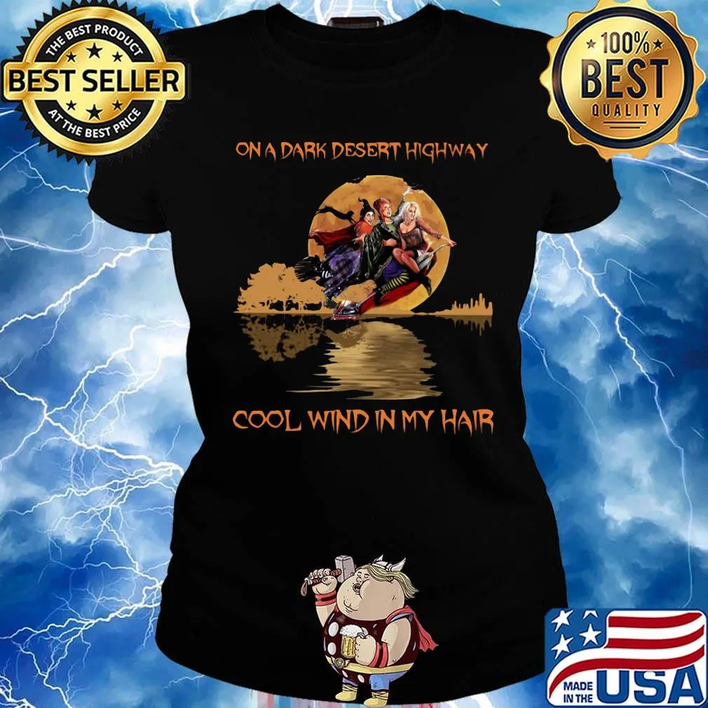 Witch on a dark desert highway cool wind in my hair moon s Ladies tee
