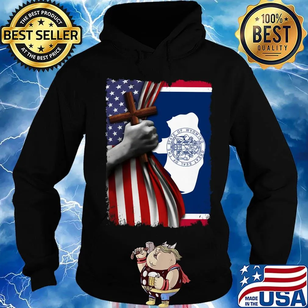 Wyoming american flag cross happy independence day s Hoodie