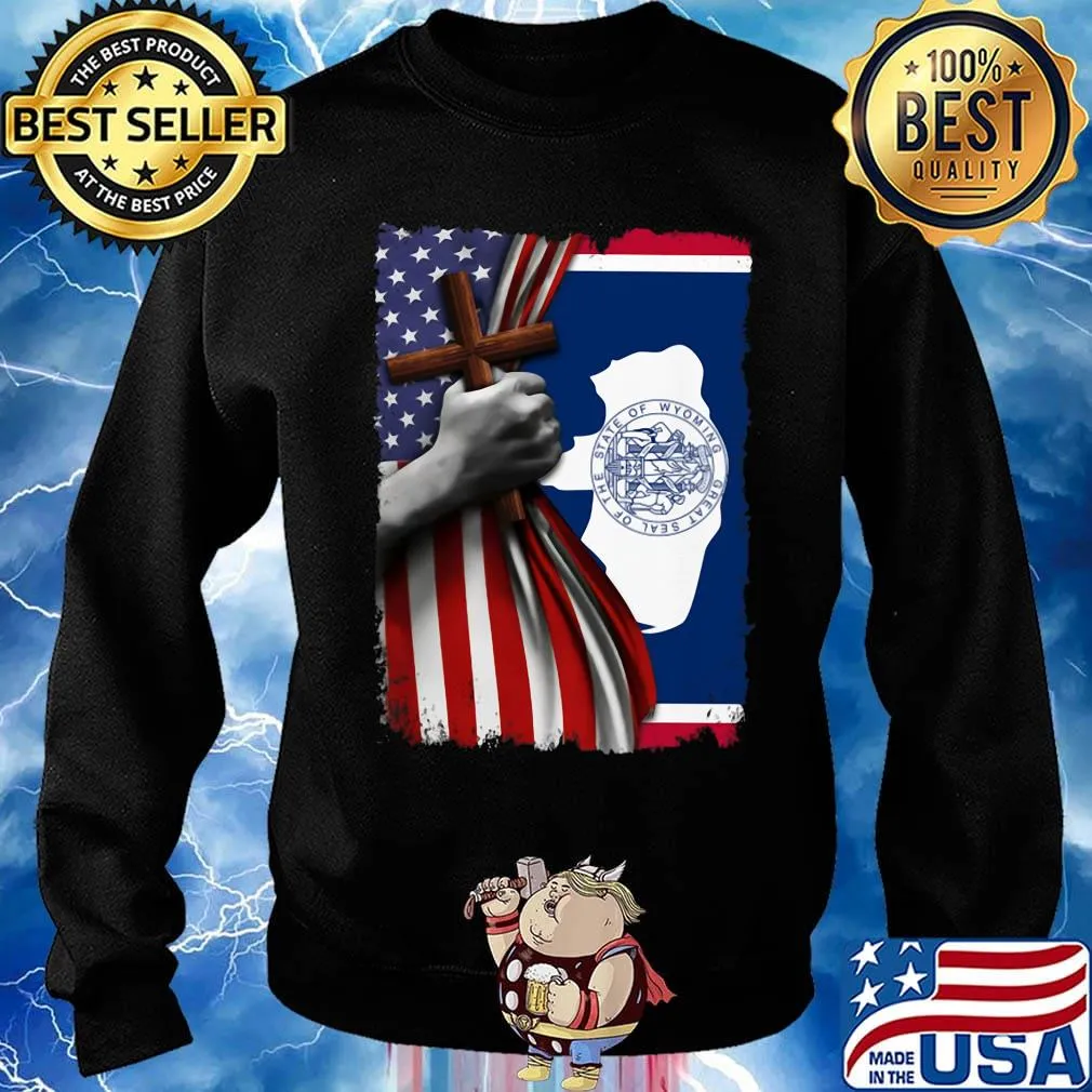 Wyoming american flag cross happy independence day s Sweater