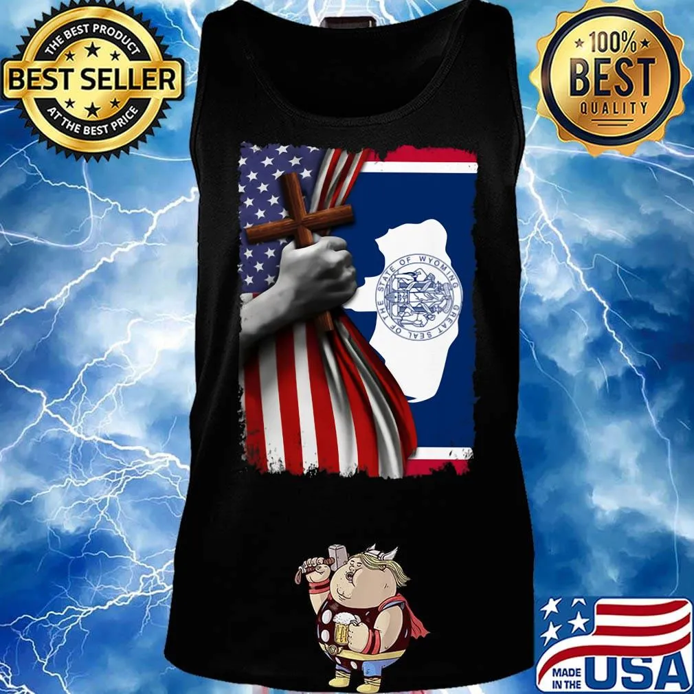 Wyoming american flag cross happy independence day s Tank top