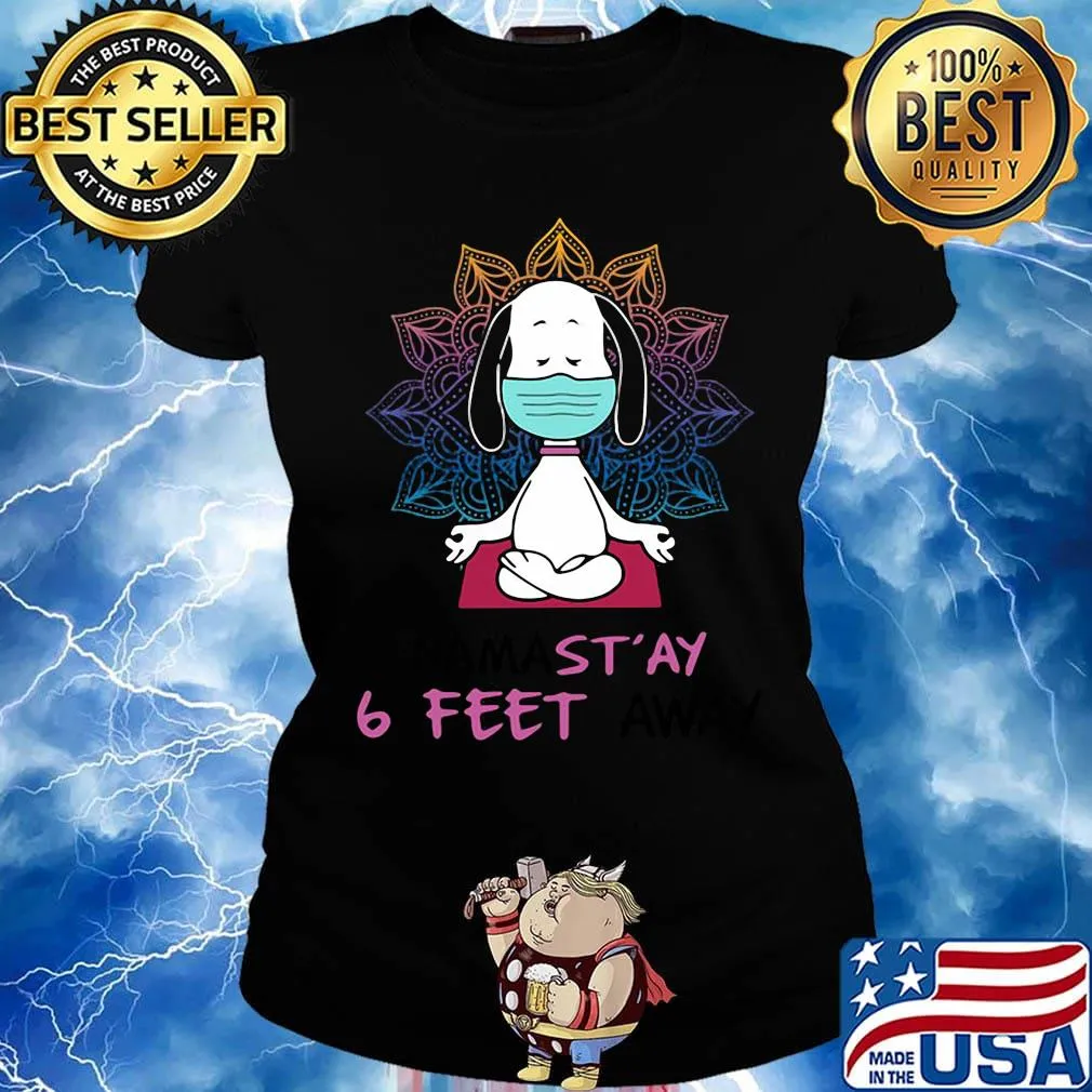 Yoga chill snoopy wear mask namastay 6 feet away s Ladies tee