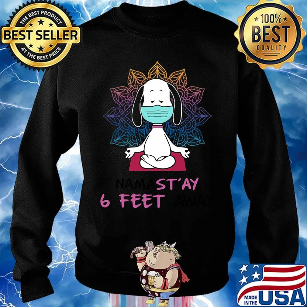 Yoga chill snoopy wear mask namastay 6 feet away s Sweater