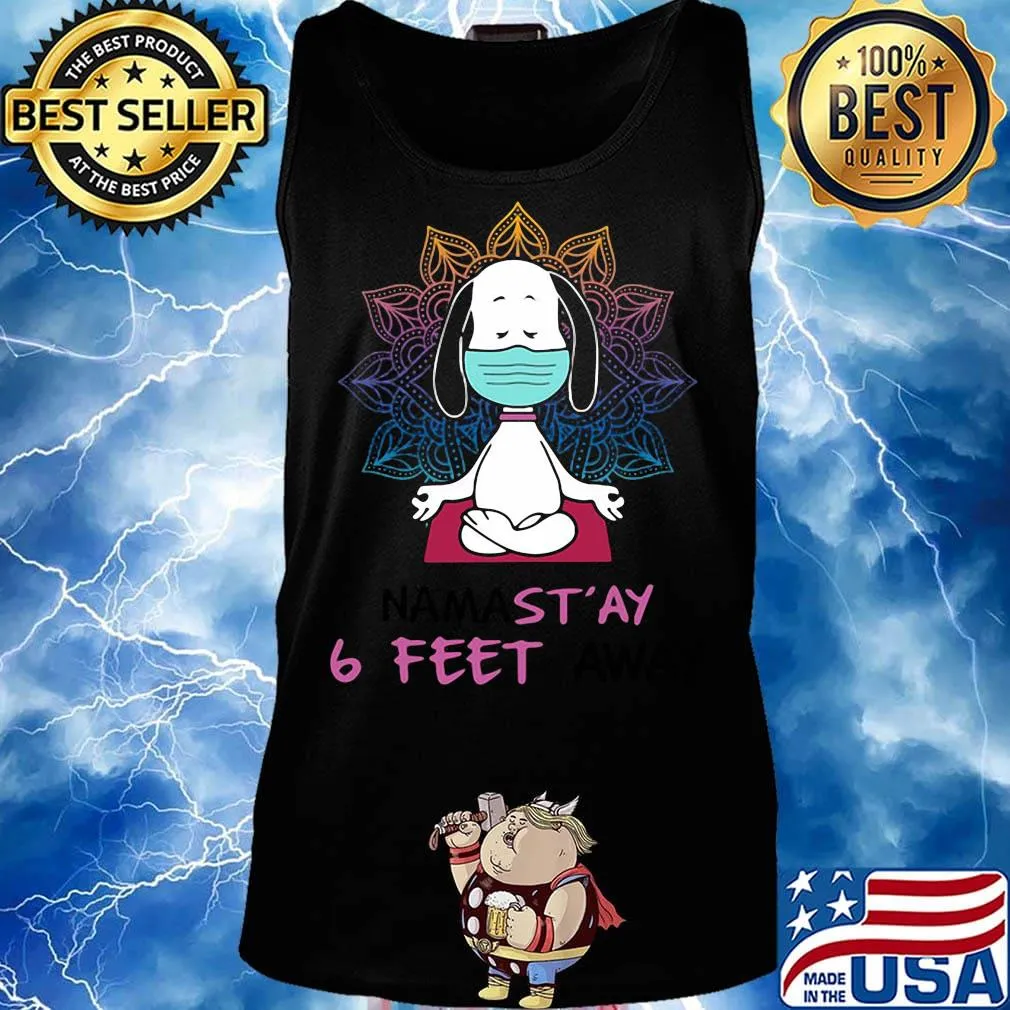 Yoga chill snoopy wear mask namastay 6 feet away s Tank top