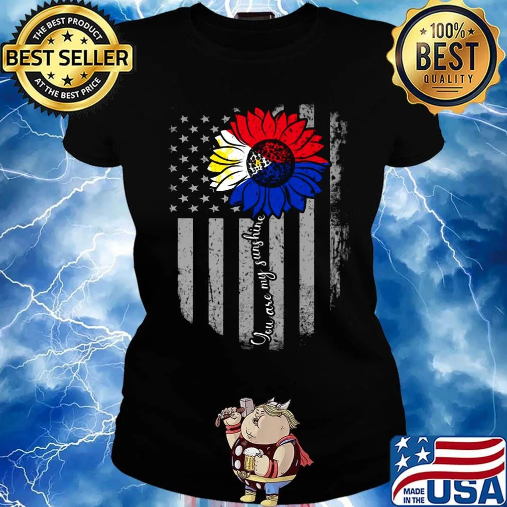 You are my sunshine sunflower american flag independence day s Ladies tee