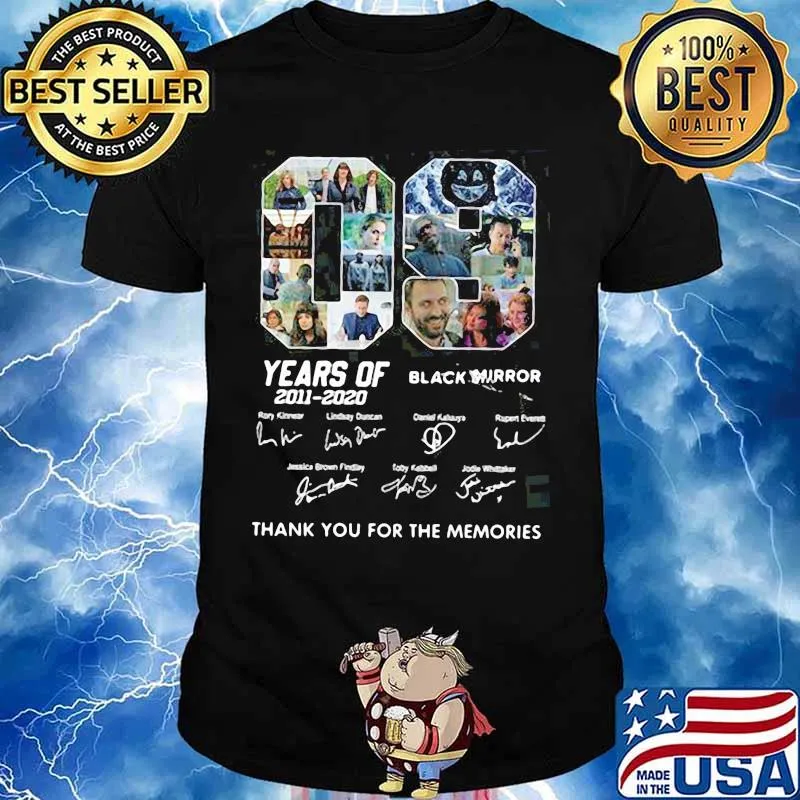 09 years of 2011 2020 black mirror thank you for the memories signatures shirt