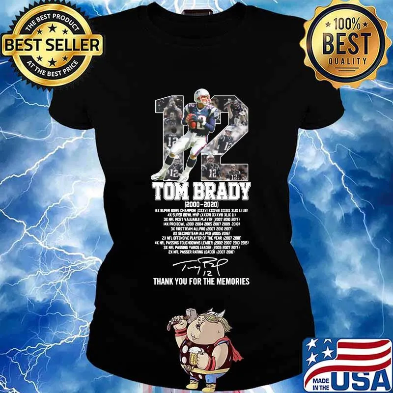 12 tom brady 2000 2020 super bowl champion thank you for the memories signature s Ladies tee