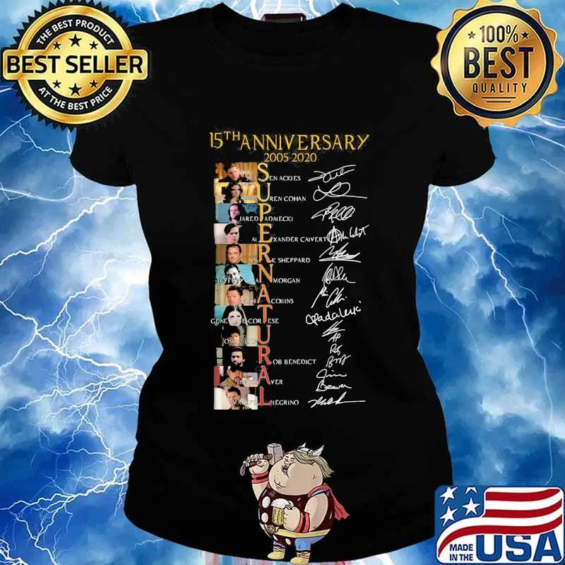 15th anniversary 2005 2020 supernatural characters signatures s Ladies tee