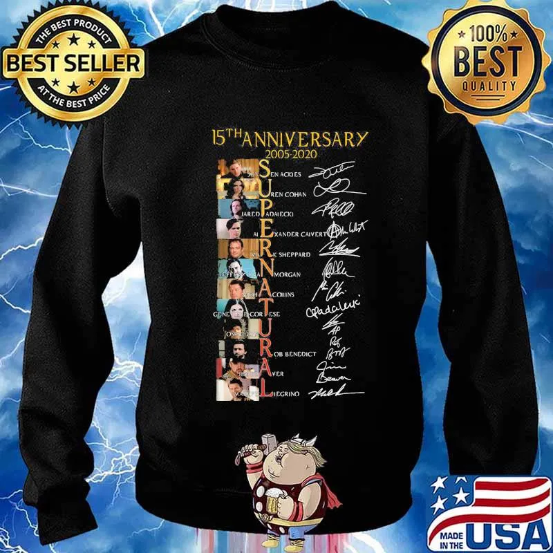 15th anniversary 2005 2020 supernatural characters signatures s Sweater
