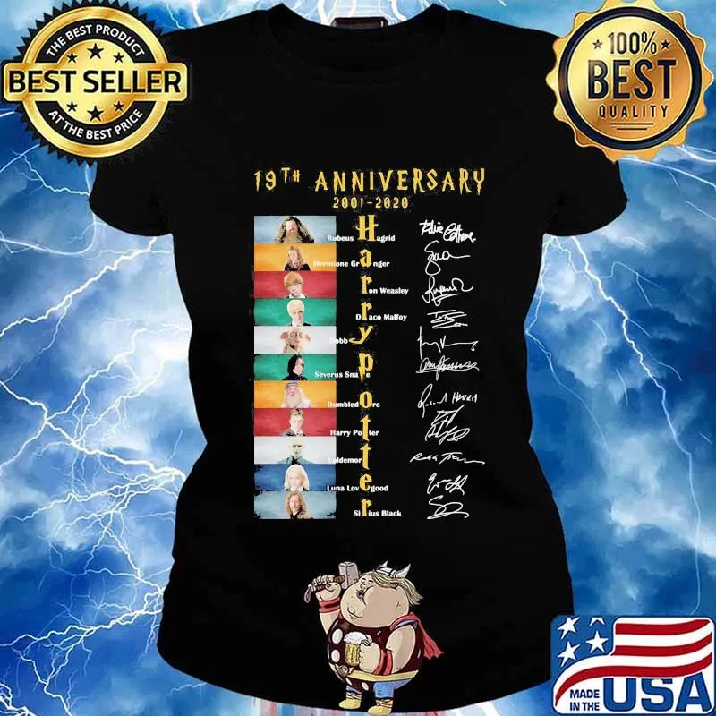 19th anniversary 2001 2020 harry potter characters signatures s Ladies tee
