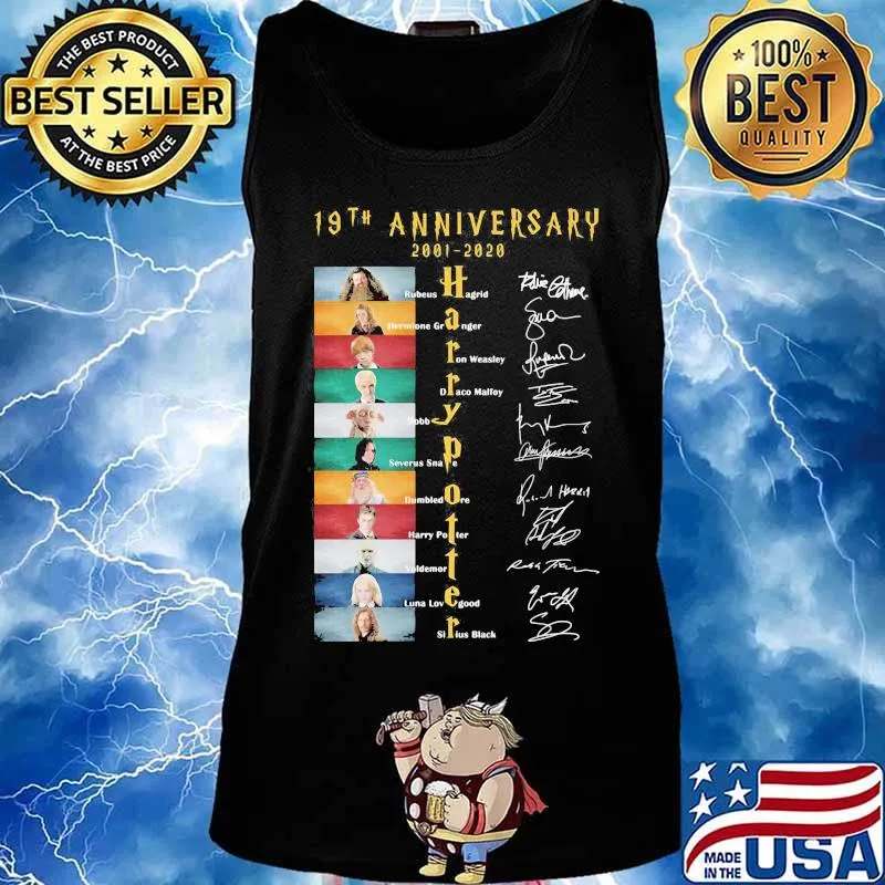 19th anniversary 2001 2020 harry potter characters signatures s Tank top