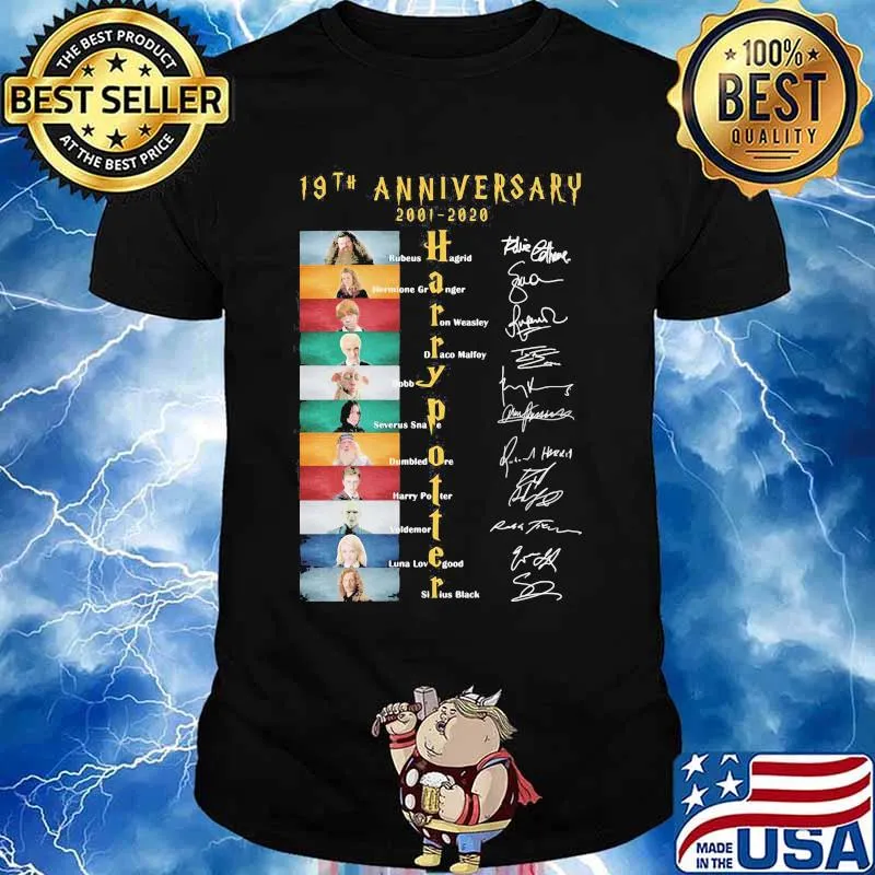 19th anniversary 2001 2020 harry potter characters signatures shirt