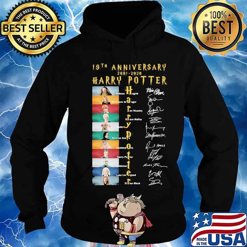 19th anniversary 2001 2020 harry potter movie characters signatures s Hoodie