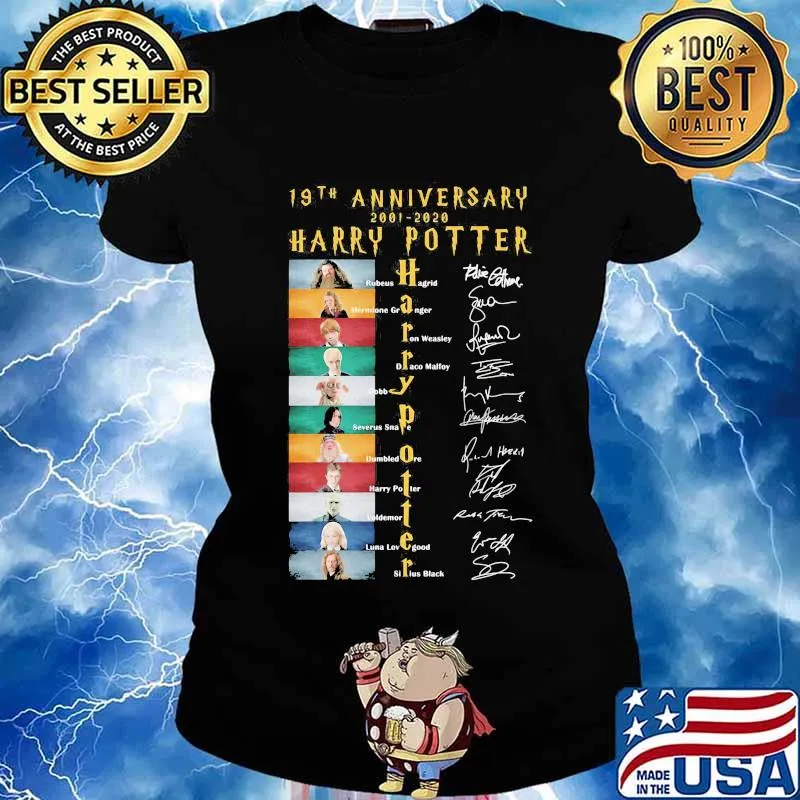 19th anniversary 2001 2020 harry potter movie characters signatures s Ladies tee