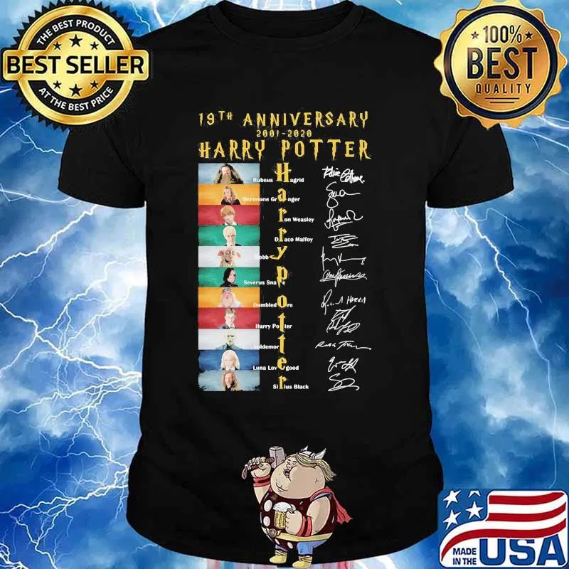 19th anniversary 2001 2020 harry potter movie characters signatures shirt