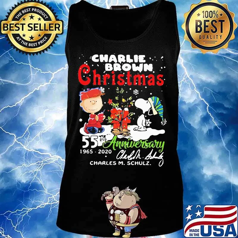 2020 A Charlie Brown Christmas 55th anniversary 1965-2020 signed Charles M.Schulz signature s Tank top