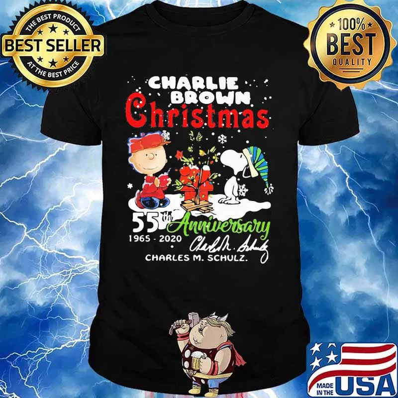 2020 A Charlie Brown Christmas 55th anniversary 1965-2020 signed Charles M.Schulz signature shirt