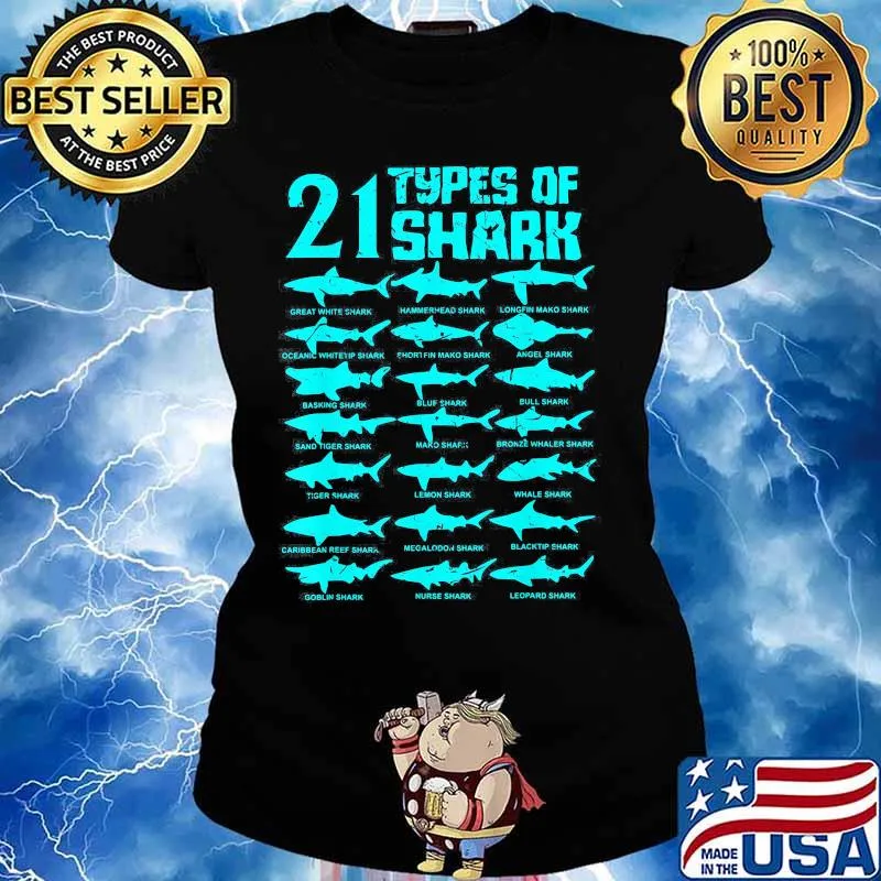 21 types of shark Marine Biology s Ladies tee