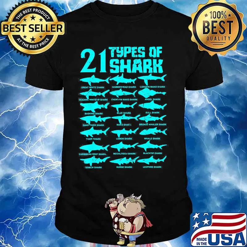 21 types of shark Marine Biology shirt