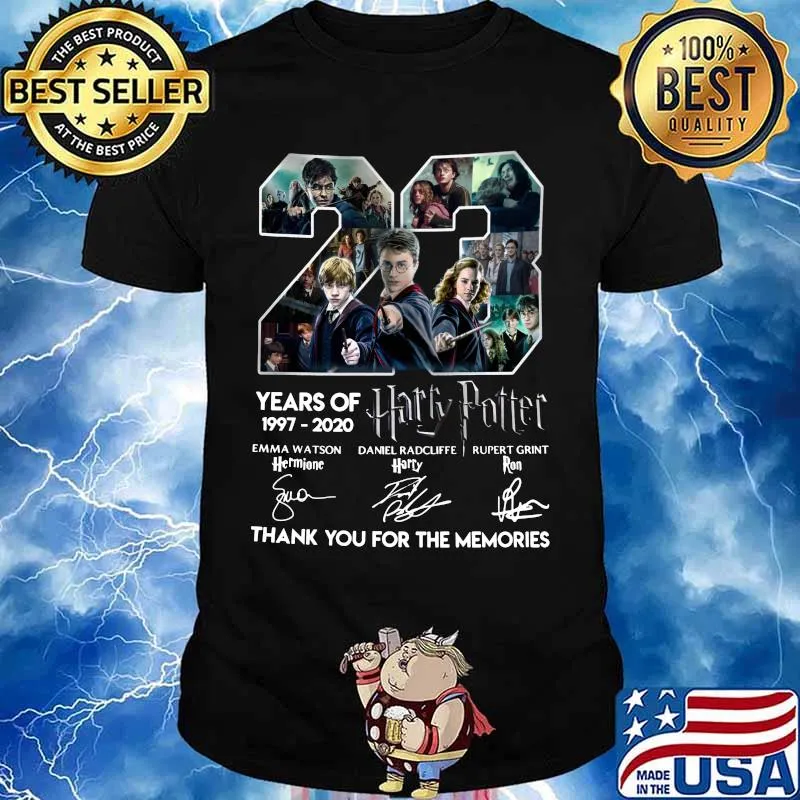 23 years of 1997 2020 harry potter thank you for the memories signatures shirt