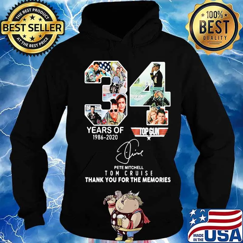 34 years of 1986 2020 top gun tom cruise thank you for the memories signature s Hoodie