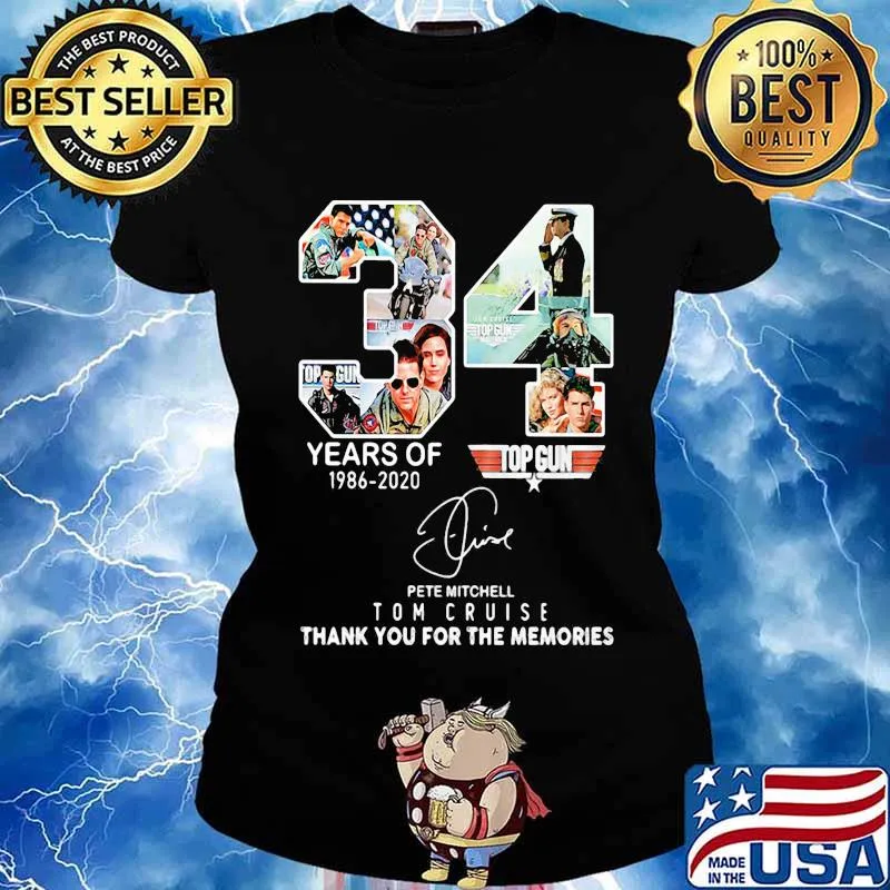 34 years of 1986 2020 top gun tom cruise thank you for the memories signature s Ladies tee