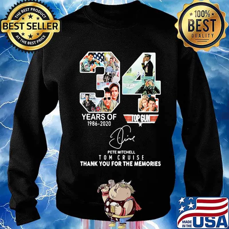 34 years of 1986 2020 top gun tom cruise thank you for the memories signature s Sweater