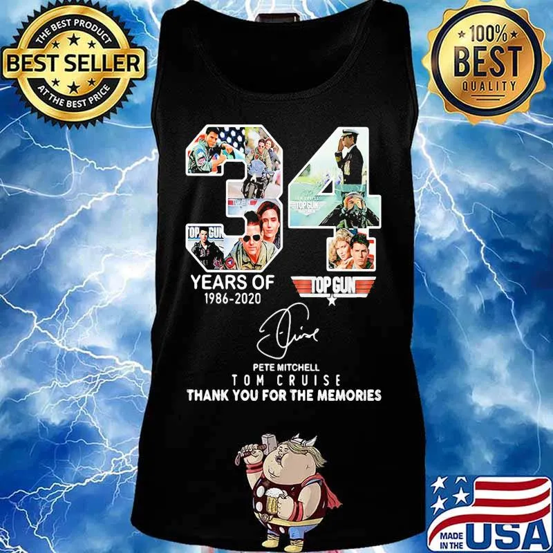 34 years of 1986 2020 top gun tom cruise thank you for the memories signature s Tank top