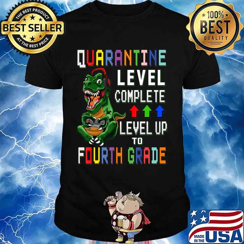 4th Grade Quarantine Shirt Back To School T Rex Gamer Gift T-Shirt