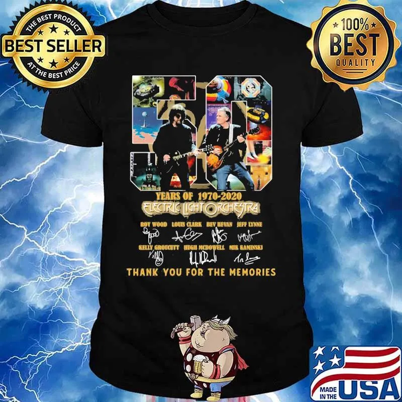 50 years of 1970 2020 electric light orchestra thank you for the memories signatures shirt