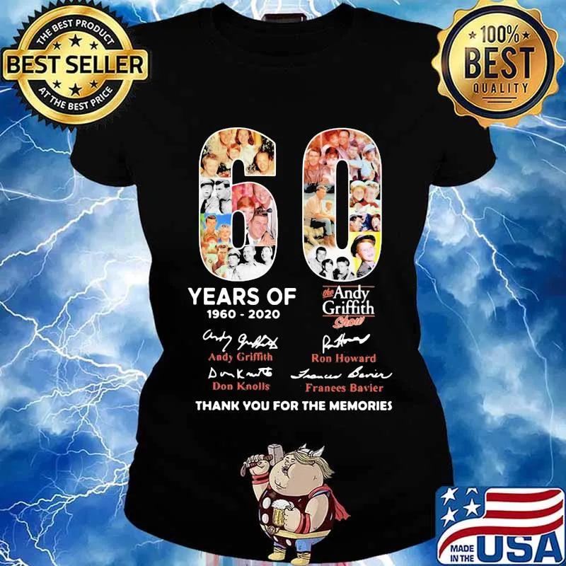 60 years of 1960 2020 the andy griffith show thank you for the memories signatures s Ladies tee